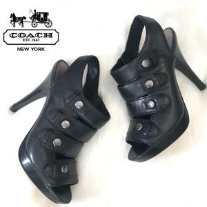 Coach Heels Open Toe Booties, 6.5